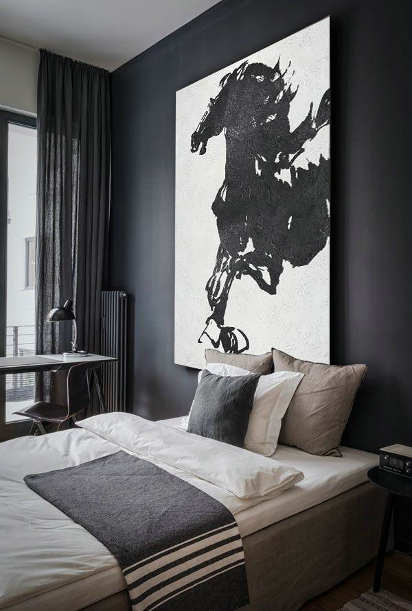 Canvas Artwork For Sale,Black And White Minimal Painting On Canvas - Canvas Paintings For Sale